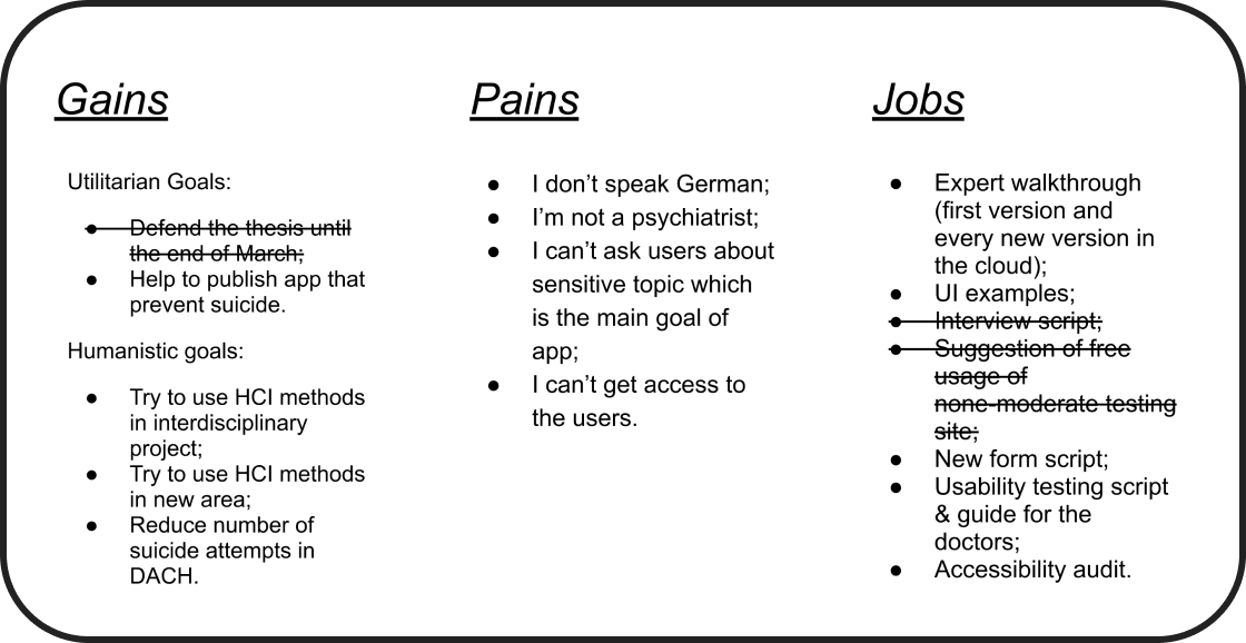 Gains, Pains and Jobs of people regarding the research